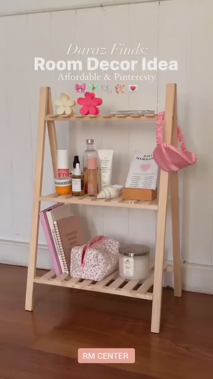Wooden Plant Stand 2 Tier Foldable Flower Pot Display Shelf Rack Solid Wood Floor Two-layer Storage Balcony Folding Flower Stand